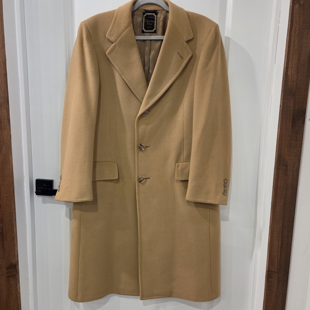 Vintage Christian Dior 100% Cashmere Long Trench Coat Mens 44